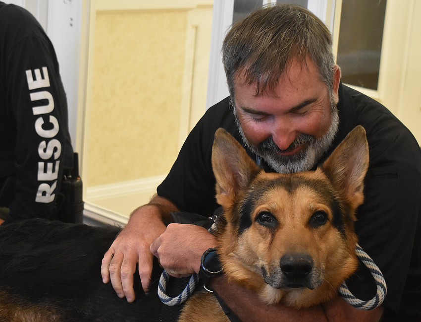 Jared Leggett, chief of Manatee County Search & Rescue, has lived and worked with Kaido, an 8-year-old German shepherd, for the last seven years.