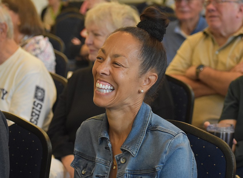 Lakewood Ranch's Johanne Gordon said she was touched by how the two dogs, Kaido and Bella Grace, were rescued and became service dogs.