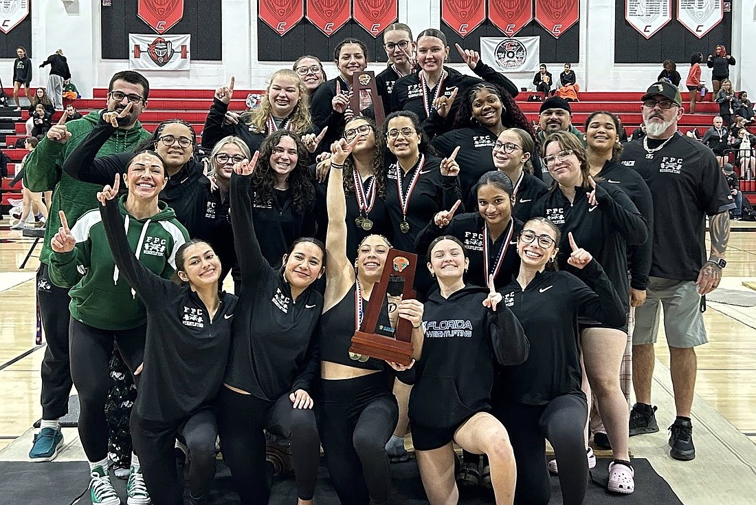 Flagler Palm Coast won the District 3-3A girls weightlifting championship on Saturday, Jan. 24, at Creekside High School. Courtesy photo