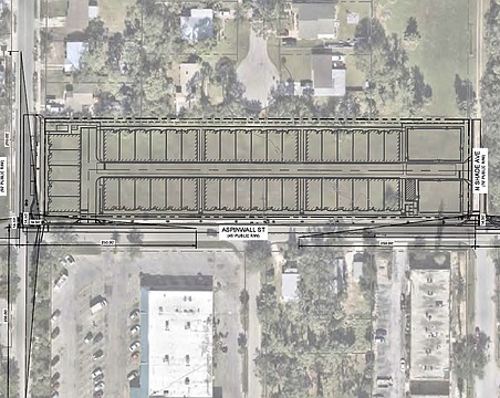 A site map of the location of the proposed 41-unit 414 Lime Avenue townhome development in the Park East neighborhood.