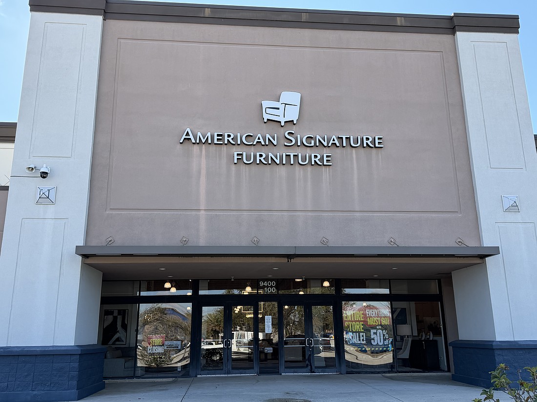 American Signature Furniture is closing its store at 9400 Atlantic Blvd. in the Regency Park shopping center.