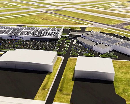 A rendering of the planned Pilatus Aircraft facilities at Sarasota-Bradenton International Airport.