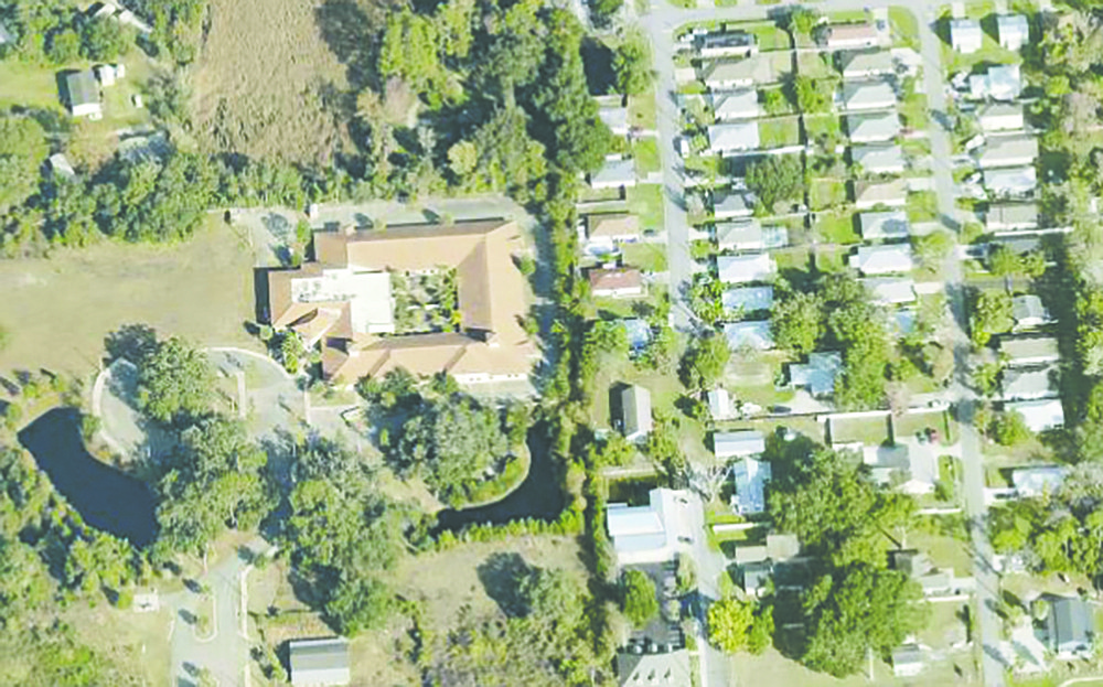 Symphony at St. Augustine, a senior living facility, is at 150 Village Crossing Court in St. Augustine north of Florida 16 about 4 miles east of Interstate 95. It is east of Woodlawn Road and west of College Drive.