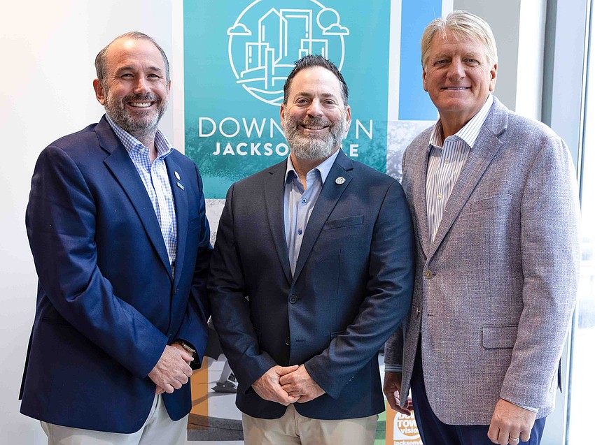 From left, Downtown Vision Inc. CEO Jake Gordon, Allan Iosue, incoming board chair, and former chair Paul Davison. From left, Downtown Vision Inc. CEO Jake Gordon, Allan Iosue, incoming board chair, and former chair Paul Davison.