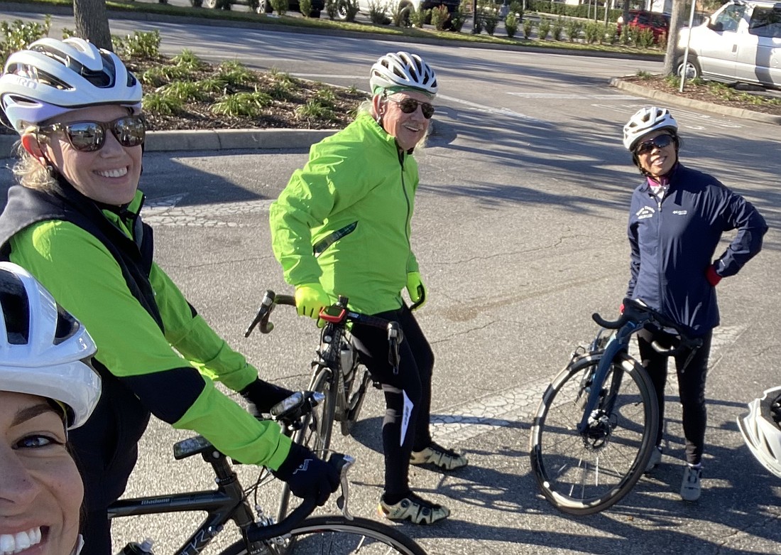 Village Idiots Cycling Club member Patrick Franklin Sr. (center) was killed riding his bicycle Jan. 22 when hit by a truck pulling a trailer on Conquistador Parkway in Bradenton.