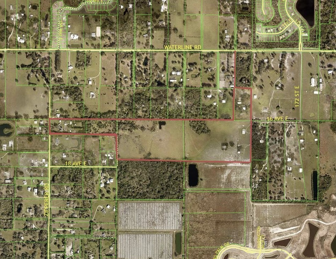 The red outline shows where M/I Homes of Sarasota proposed to build 167 homes.