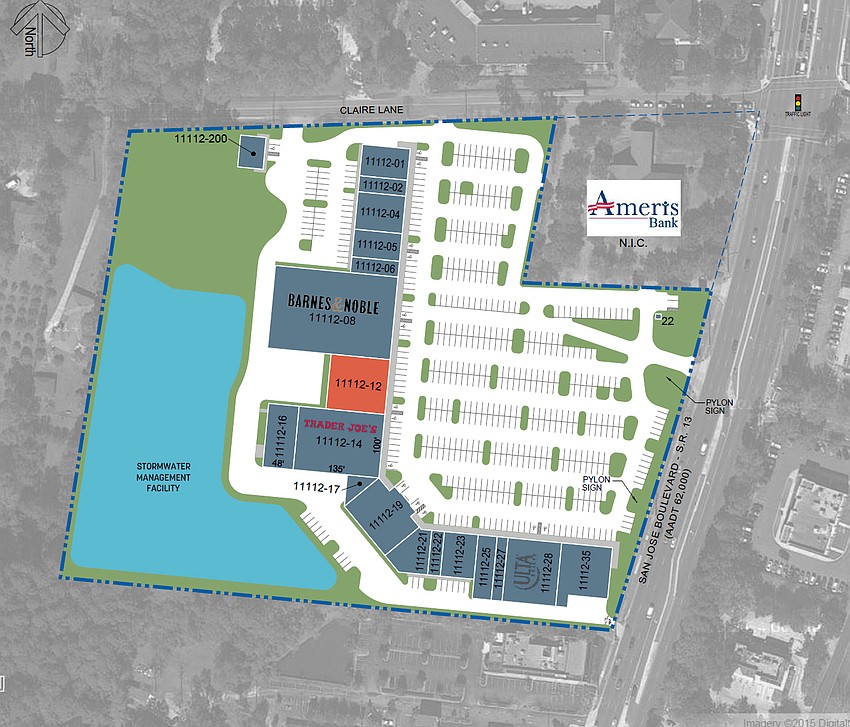 Five Below plans to move into the closed Party City store in Claire Lane Center in Mandarin at 11112 San Jose Blvd., Unit 12. It is the space in orange. Five Below plans to move into the closed Party City store in Claire Lane Center in Mandarin at 11112 San Jose Blvd., Unit 12. It is the space in orange.