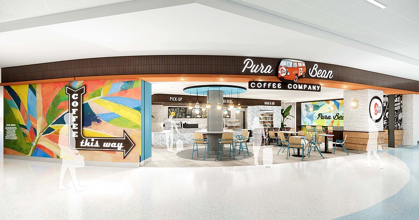 Pura Bean Coffee Co. plans a 1,466-square-foot coffee shop in the new Concourse B now under construction at Jacksonville International Airport. Pura Bean Coffee Co. plans a 1,466-square-foot coffee shop in the new Concourse B now under construction at Jacksonville International Airport.