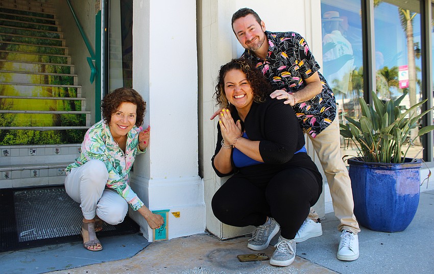 Joined by owners Sonia and Serge Gauthier, artist Joan Love knocks on her latest 