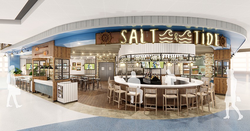 Salt & Tide seafood restaurant is planned at Jacksonville International Airport in the new Concourse B, which is under construction. Salt & Tide seafood restaurant is planned at Jacksonville International Airport in the new Concourse B, which is under construction.