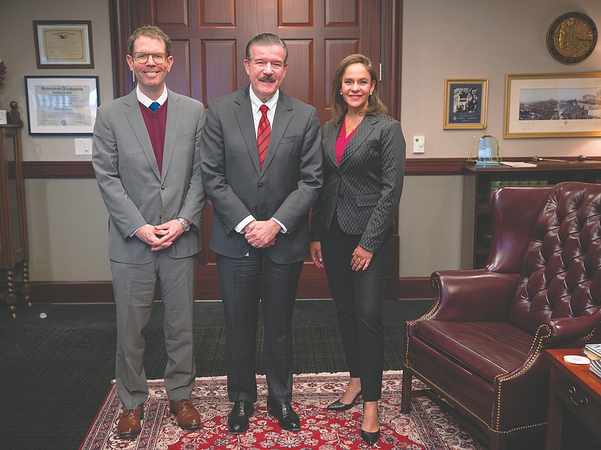 From left, Jacksonville Bar Association President Brian Coughlin, 4th Judicial Circuit Chief Judge Lance Day and JBA Executive Director Betzy Santiago.