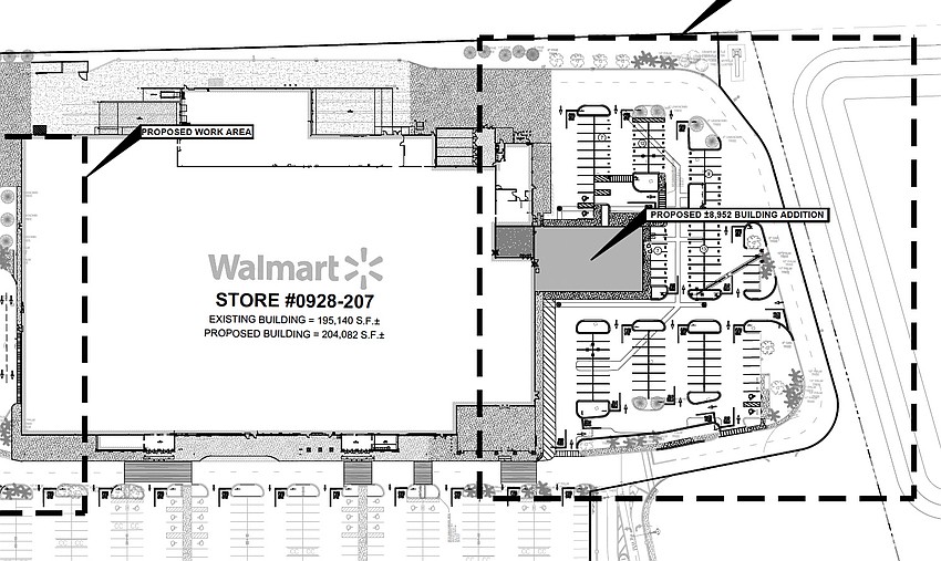 The expansion of the Walmart Supercenter in The Pavilion at Durbin Park shopping center would expand its online grocery shopping capacity by about 9,000 square feet.
