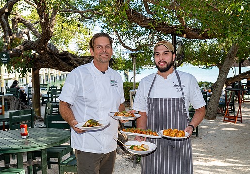Chefs Justin Kurtz and Ismael Flores showcase some of Mar Vista’s signature dishes.