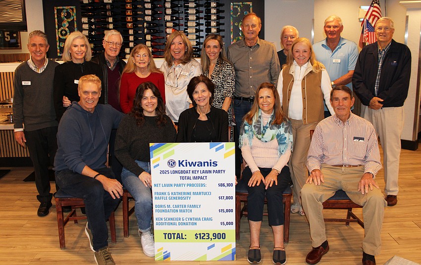 Members of the Kiwanis Club of Longboat Key presented the Children's Guardian Fund with the funds generated by December's Lawn Party.
