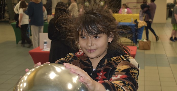 Second grader Sovereign Osceola experiences static electricity.