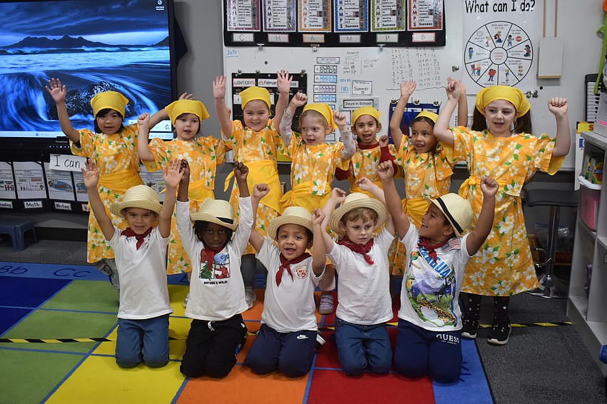 Josephine Johnson's kindergarten class dress up to represent the Philippines.