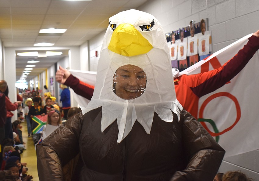 Kali Anges, current assistant principal and soon to be principal, dresses as an eagle to represent the United States.