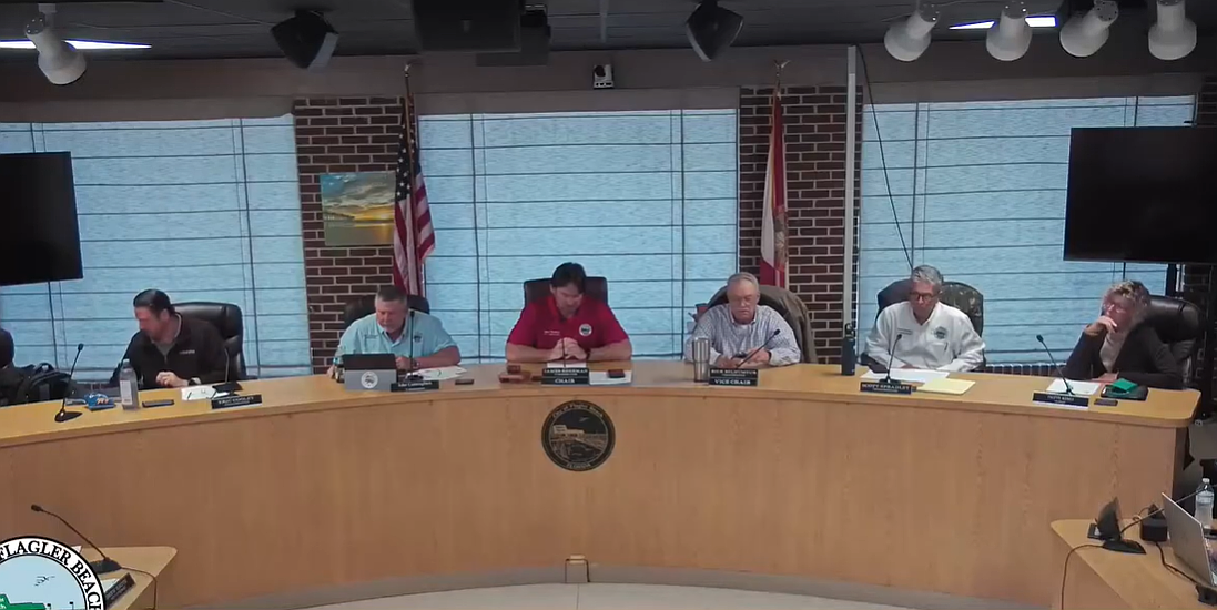 The Flagler Beach City Commission. Screenshot from meeting livestream