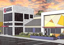 A rendering of a renovated and expanded former Perkins restaurant into Suncoast Apprenticeship Academy for the homebuilding industry.