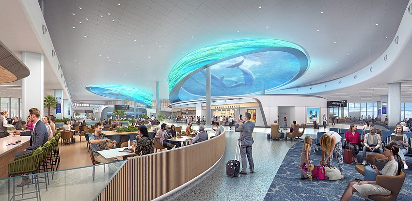 A rendering of the interior of Tampa International Airport's new Airside D terminal, expected to open to the public in 2029.