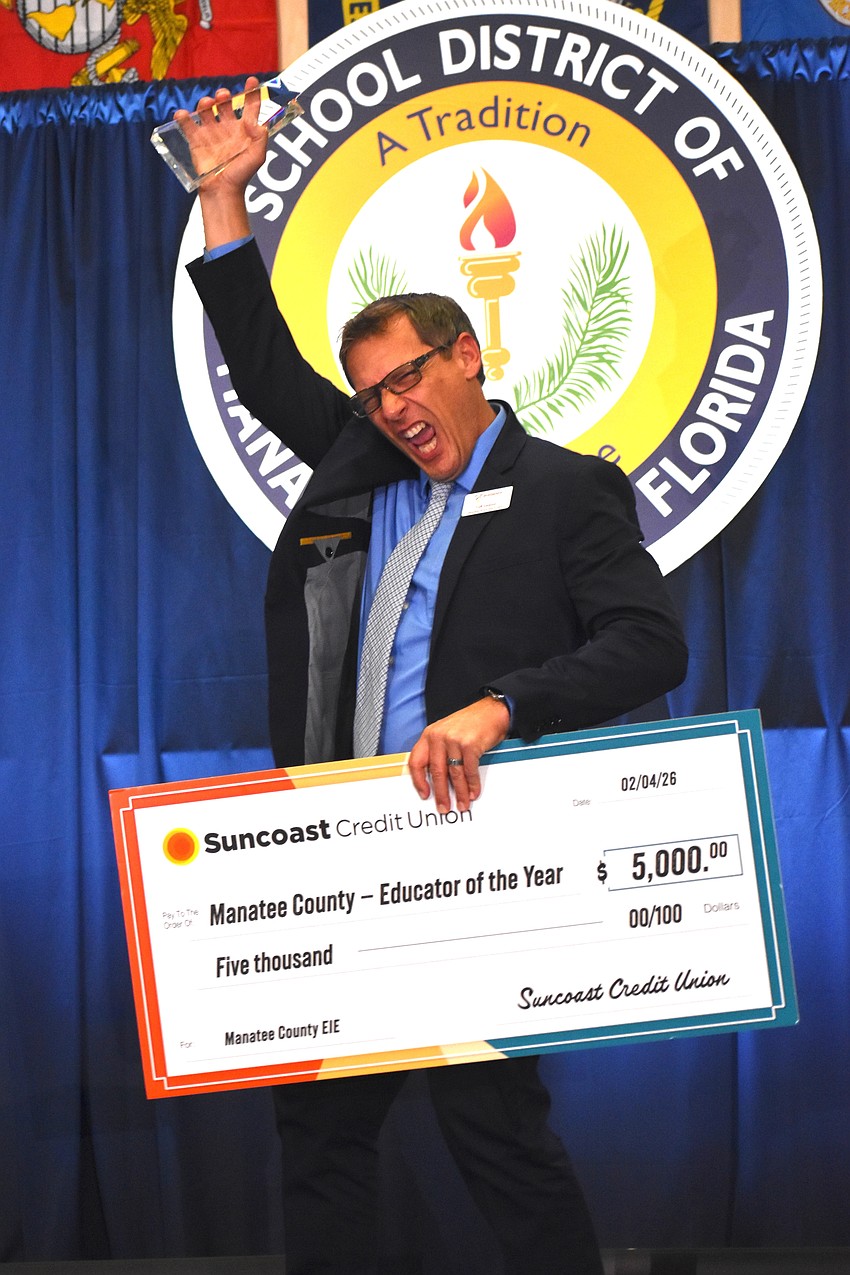 Braden River High School's Clifford Dawson, band director, won Educator of the Year which included a $5,000 prize and a trip to Hawaii.