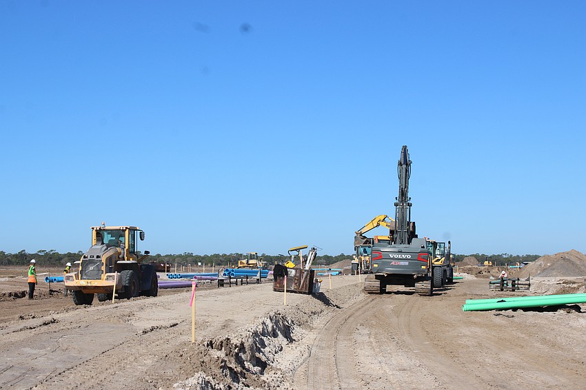 Heavy machinery works Feb. 9 on the four-lane extension of Bourneside Boulevard, which will serve Lakewood Ranch Southeast.