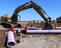 The purple piles will carry reclaimed water to Lakewood Ranch Southeast for irrigation.