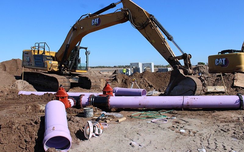 The purple piles will carry reclaimed water to Lakewood Ranch Southeast for irrigation.