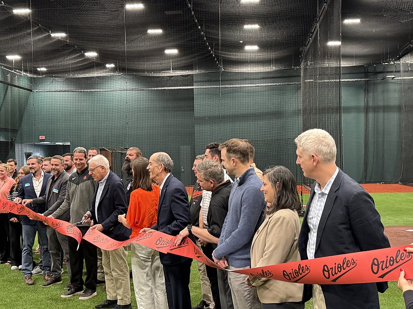 Project officials cut the ribbon on the new Baltimore Orioles player development complex in Sarasota on Feb. 9.