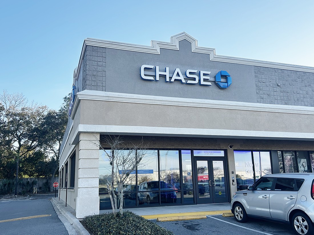 The new Chase bank branch in the Baymeadows Village shopping center at Baymeadows Road and Southside Boulevard in Jacksonville.