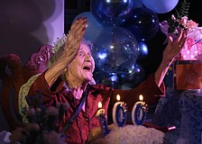 Norma Fox shows her enthusiasm.