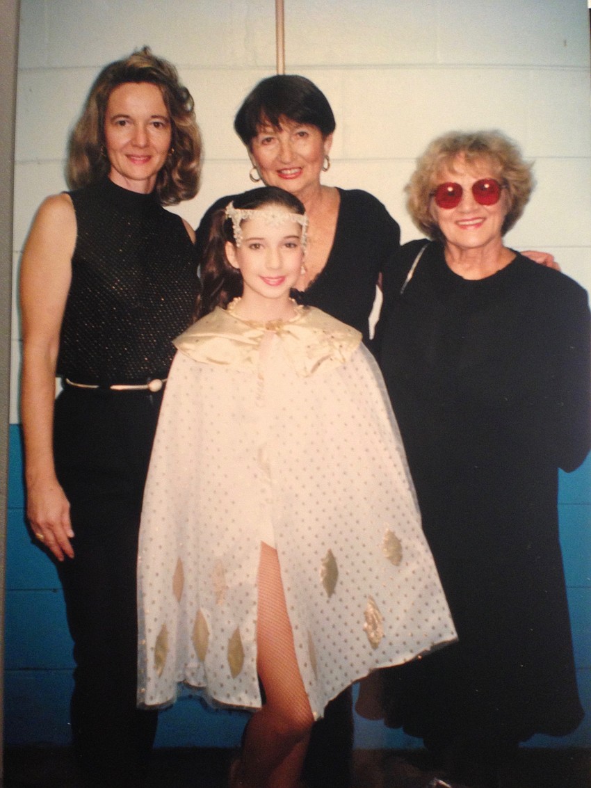 At 10 years old, Vanessa Russo (front) poses with her mother Tereza Russo, her grandmother, circus performer Beatrice Konyot Warfield, and Norma Fox.