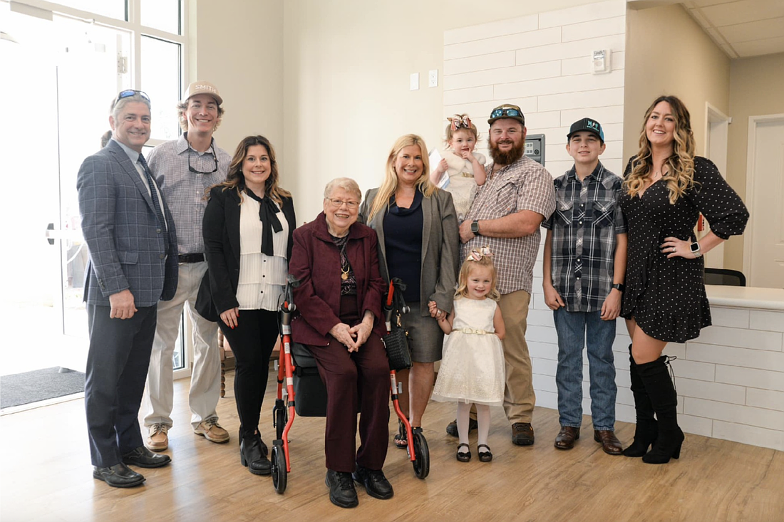 Paradise Pointe CEO and founder Darlinda Copeland is joined by her family during the community’s Grand Opening celebration in 2023. From left to right: Robert Gammon, Zane and Meagan Arrington, Barbara Gammon (Darlinda’s mother), Darlinda Copeland, and Tori, Carlei, Trevor, Tanner and Chelsy Copeland. Courtesy photo