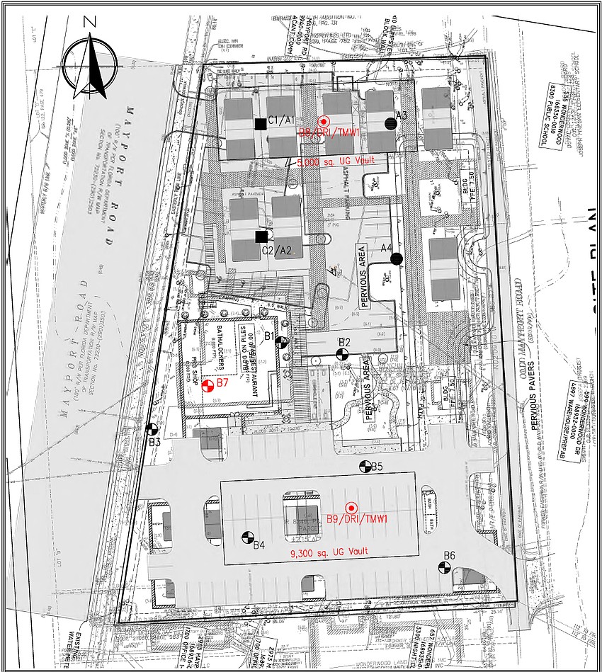 The site plan for the restaurant and pickleball venue at 2989 Mayport Road in Mayport.
