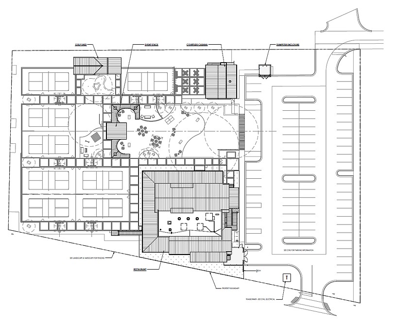 The site plan for the restaurant and pickleball venue planned at 2989 Mayport Road in Mayport.