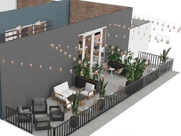 The Huguenot plans include a 600-square-foot patio with seating.