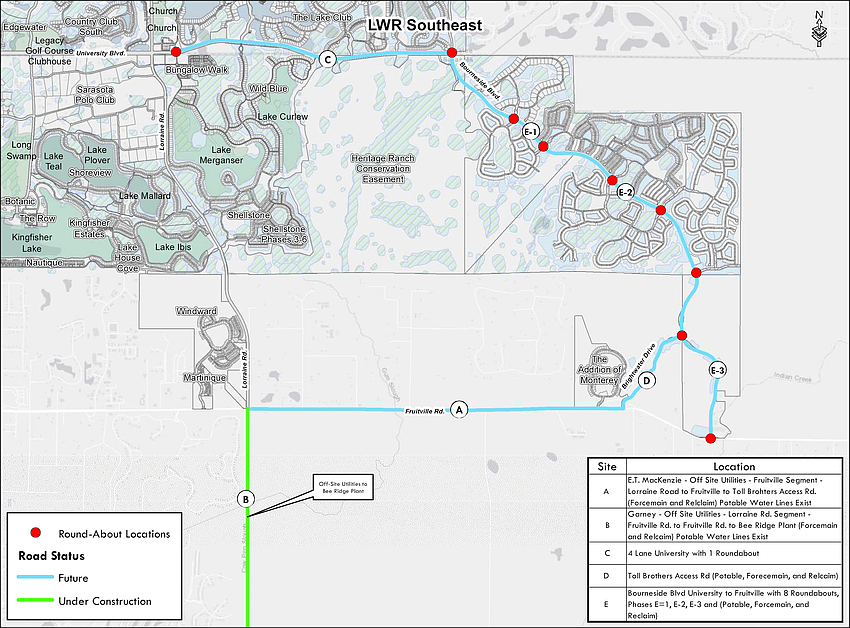 SMR has approvals to expand to four lanes University Boulevard to Bourneside and Fruitville Road to the Monterey cutoff road.