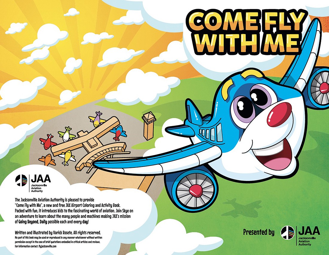 The proposed play area at Jacksonville International Airport will be themed after “Come Fly With Me,” a coloring book the airport distributes.
