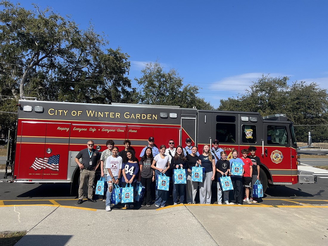 Lakeview Middle School National Junior Honor Society members donated gift packages to firefighters throughout Winter Garden.