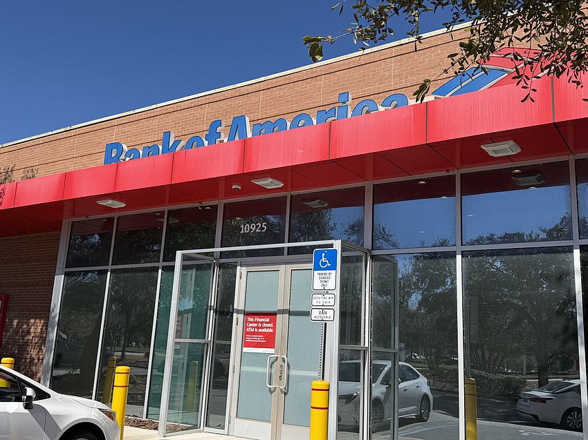 The Bank of America financial center in the Point Meadows shopping center closed in December 2023. The walk-up and drive-up ATMs remain open.