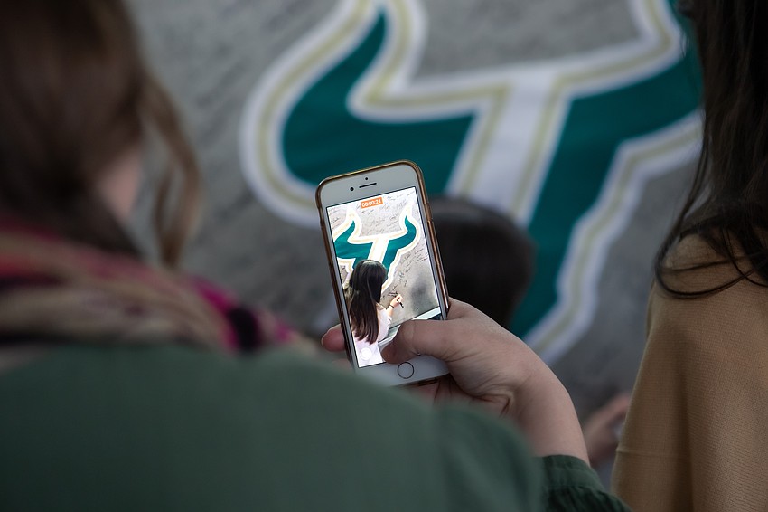 A sign-in wall was part of the celebration when a dorm and student center, Atala Hall, opened on the USF Sarasota Manatee campus last year.
