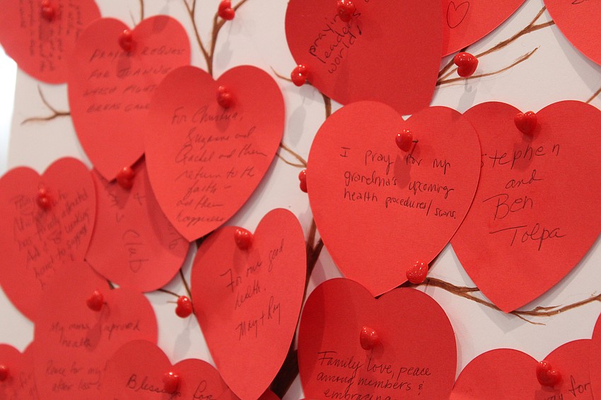 Longboat Key residents shared their prayer intentions on a communal heart tree for Valentine's Day.