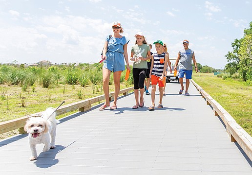 Bob Gardner Park offers a mile of trails, sports courts, frisbee golf, pavilions, a kids’ gravity rail and dog parks, all set against peaceful wetland preserves.
