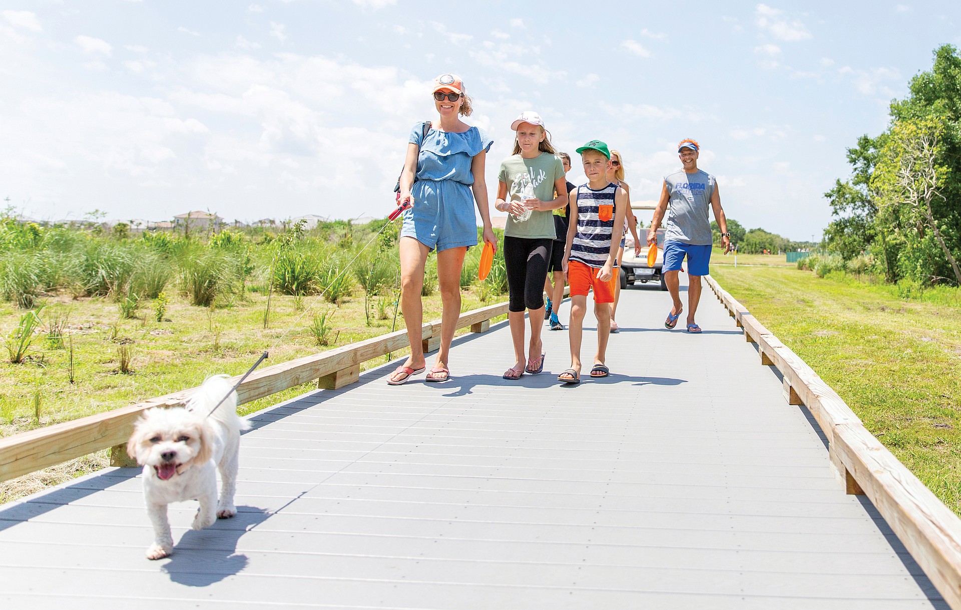 Bob Gardner Park offers a mile of trails, sports courts, frisbee golf, pavilions, a kids’ gravity rail and dog parks, all set against peaceful wetland preserves.