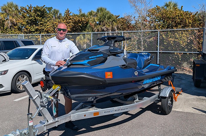 Longboat Key Police Officer Dallas Troyer will soon perform marine patrols on a Sea-Doo GTX 170, the newest piece of LKPD equipment secured through West Coast Inland Navigation District grant funds.