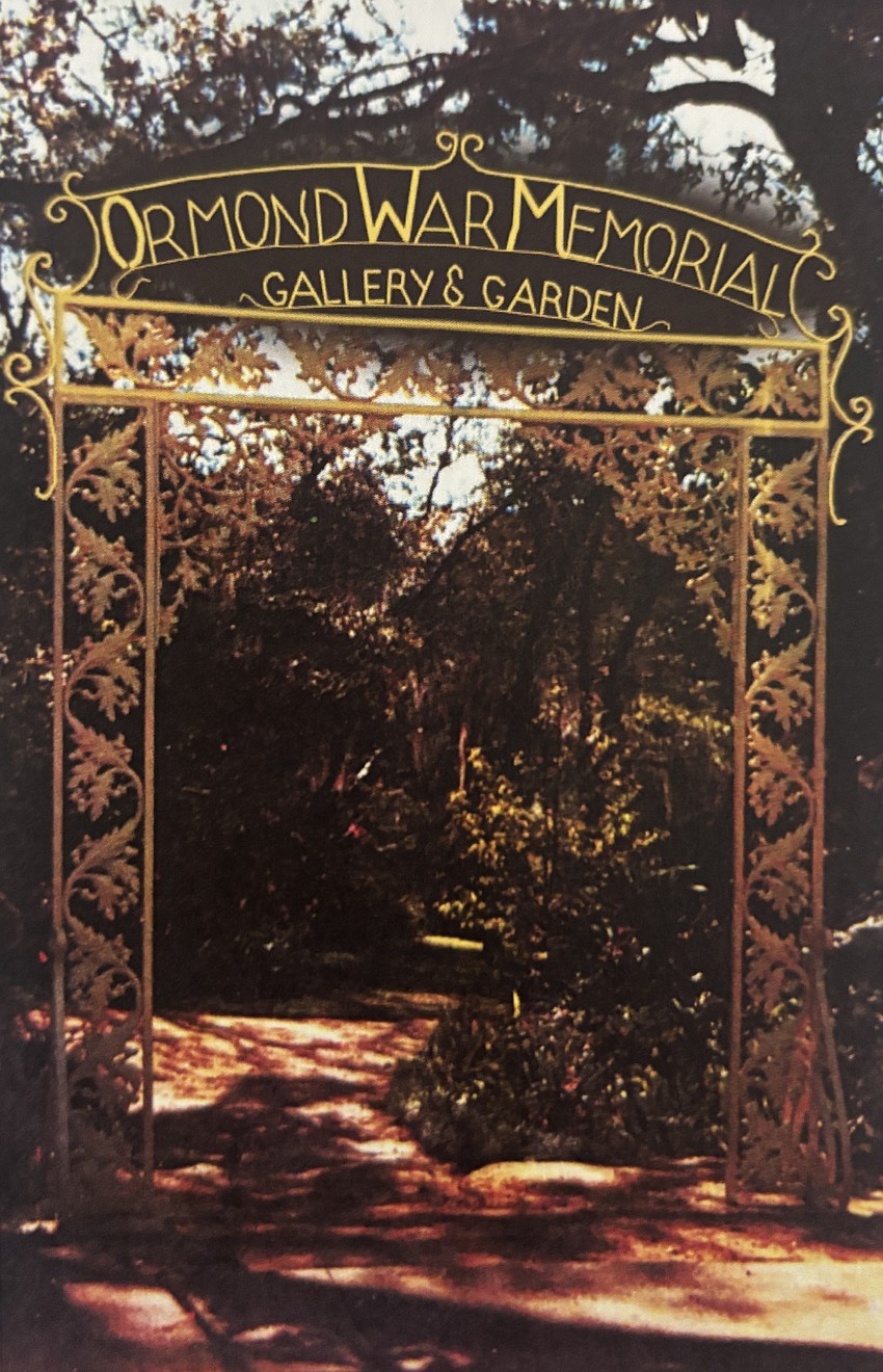 The Ormond War Memorial Gallery and Garden's iron gate in 1957. Courtesy photo