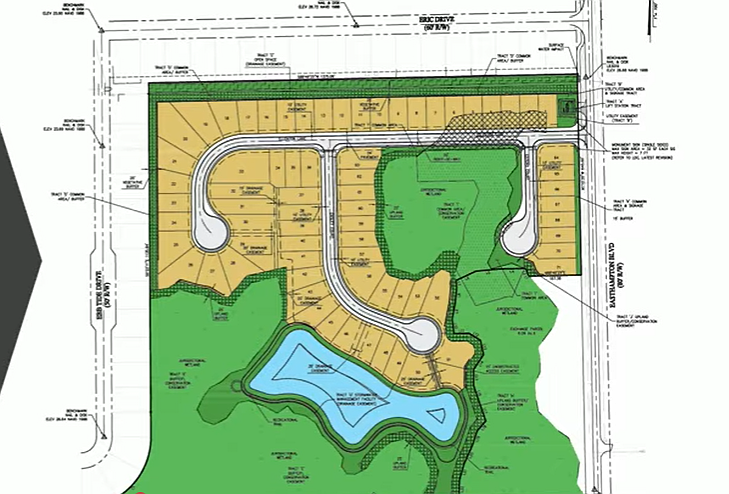 The Easthampton development by ICI Homes in Palm Coast's E Section will have 71 single-family residential homes. Courtesy of Palm Coast meeting documents