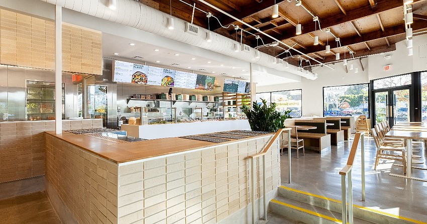 The interior of a Sweetgreen restaurant.