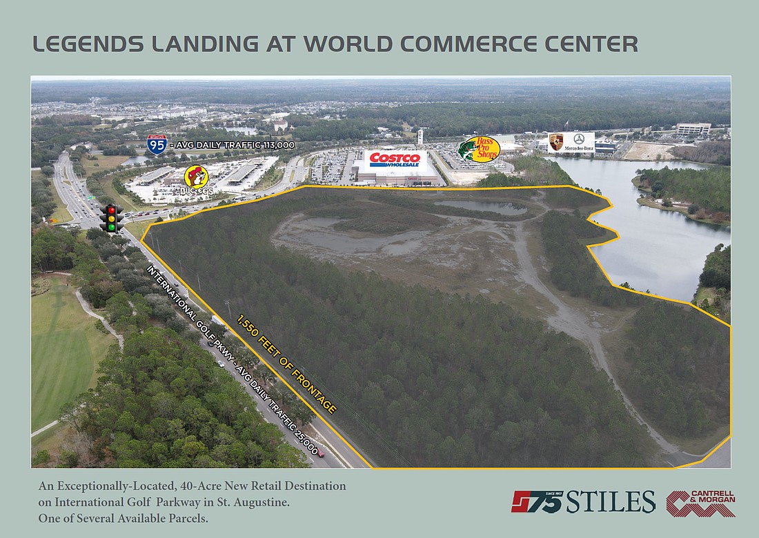 Legends Landing is a planned 40-acre mixed-use retail development along International Golf Parkway in World Commerce Center in St. Augustine.