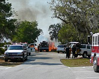 Manatee County extends its burn ban until further notice to protect residents and animals from wildfires. This photo was taken by the East Manatee Fire Rescue in June 2024 when over 100 acres burned at Lake Manatee State Park.